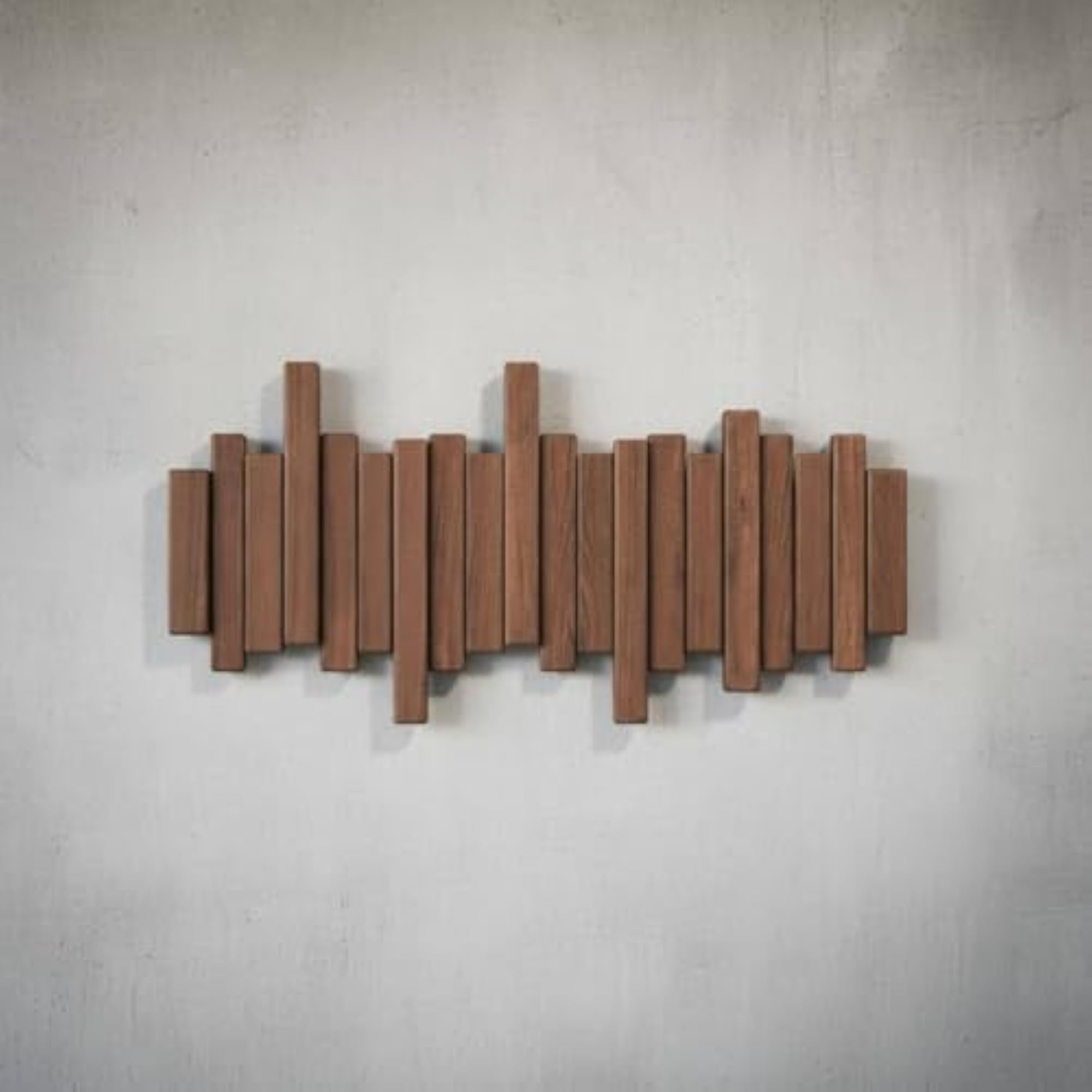 Solid Wood Piano Key Coat Rack with No-Drill Installation Option